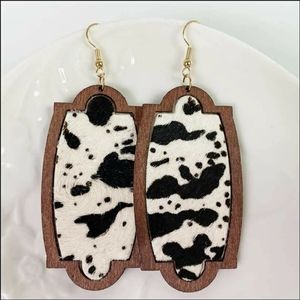 Cow print wooden Earrings